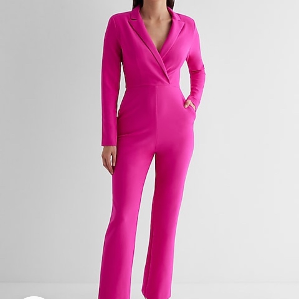 Twill long sleeve blazer jumpsuit